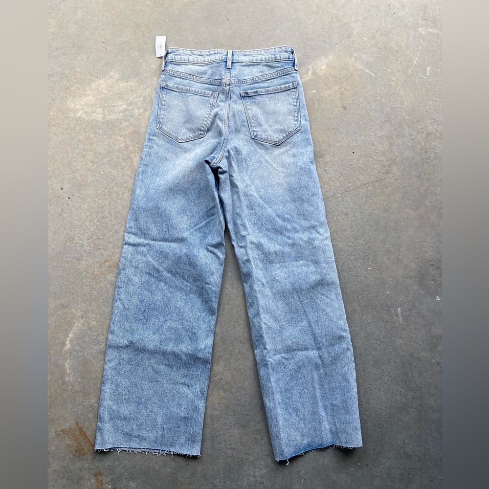 Wide leg jeans with raw hem